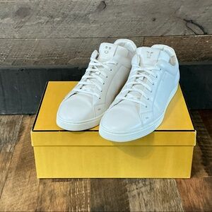 Authentic Fendi Roma White Leather Low-Top Sneakers - Size 12